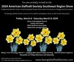 A poster for the 2 0 1 4 american daffodil society southeast region show.