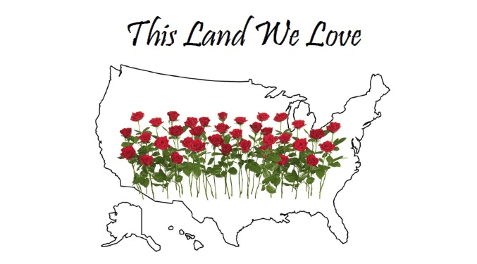 Thomasville Flower Show Image A map of the united states with red roses in it.
