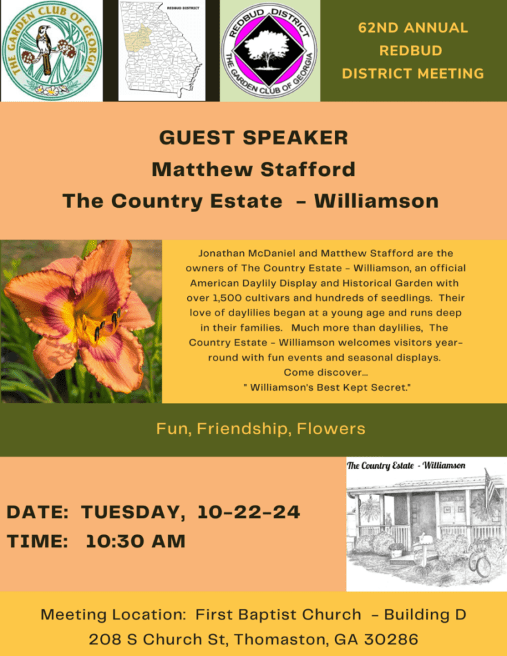 A poster with flowers and information about the event.