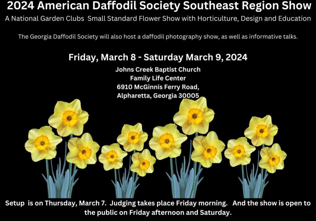 2024 American Daffodil Society Southeast Region Show Graphic I A poster for the 2 0 1 4 american daffodil society southeast region show.