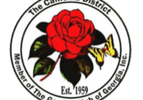 Camellia Logo Logo of The Camellia District featuring a red camellia and yellow butterfly.