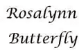 RosalynCarterButterflyTrail A close up of the name rosalyn and butterfly