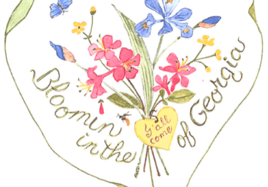 2024 Convention Logo A heart shaped pillow with flowers on it.